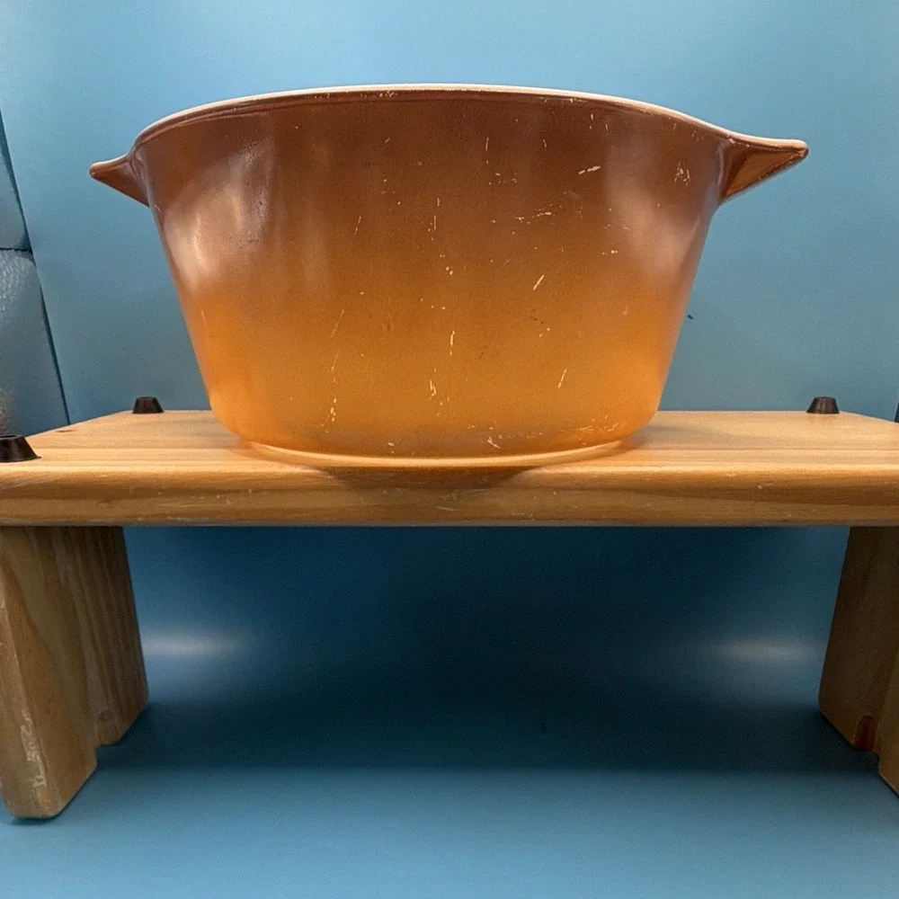 Vintage Pyrex 024-B 1.5 Qt Round Milk Glass Mixing Bowl Brown/White Microwave